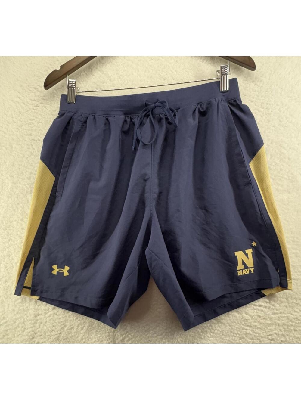 Navy Midshipmen Under Armour Athletic Gym Shorts Mens Large Navy